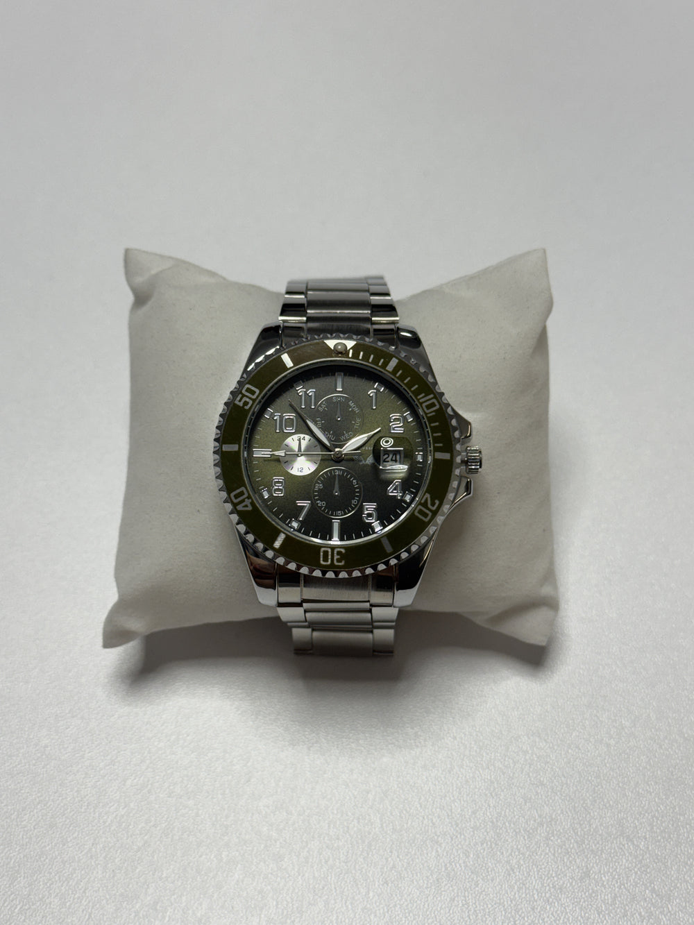 Ceas bărbătesc Emerald Sport – argintiu, bezel verde