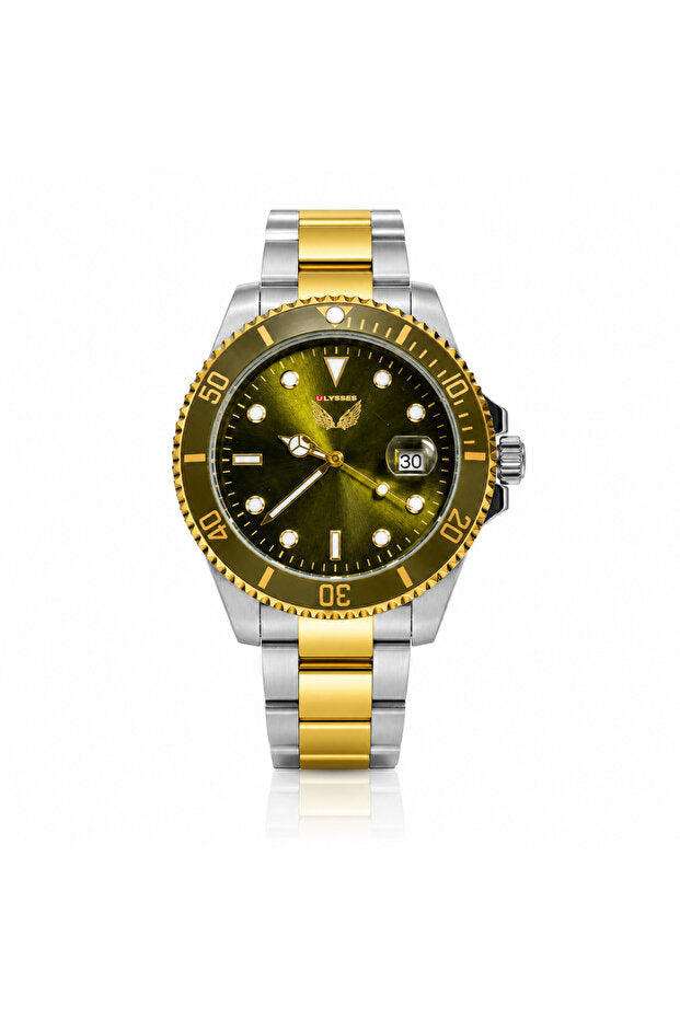 Ceas Ulysses bicolor cu cadran verde olive pe alb